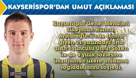 Kayserispor'dan Umut açıklaması