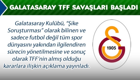 Galatasaray'dan TFF'ye sert tepki...