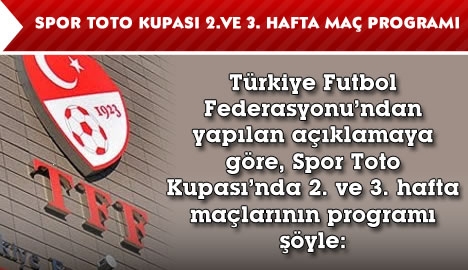 Spor Toto Kupası 2. ve 3. hafta programı belli oldu..