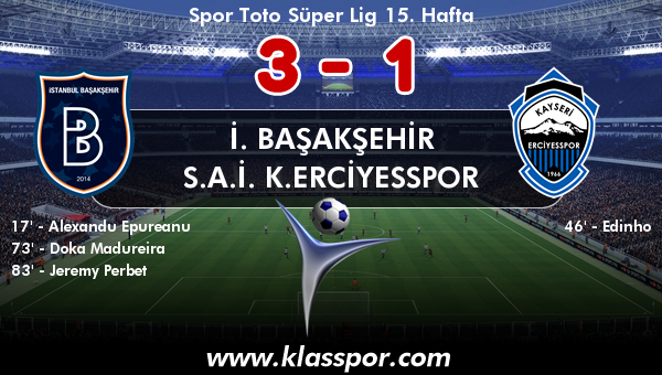 İ. Başakşehir 3 - S.A.İ. K.Erciyesspor 1