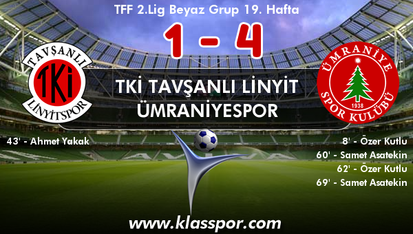 TKİ Tavşanlı Linyit 1 - Ümraniyespor 4