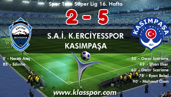 S.A.İ. K.Erciyesspor 2 - Kasımpaşa 5