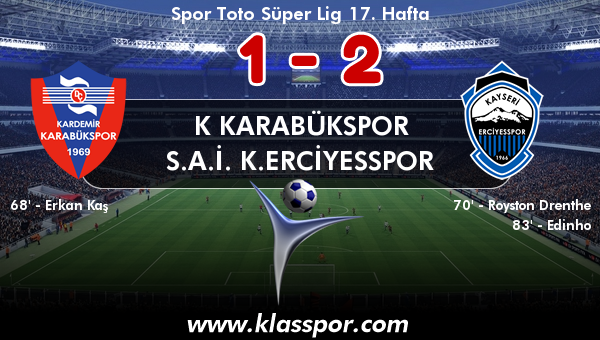 K Karabükspor 1 - S.A.İ. K.Erciyesspor 2