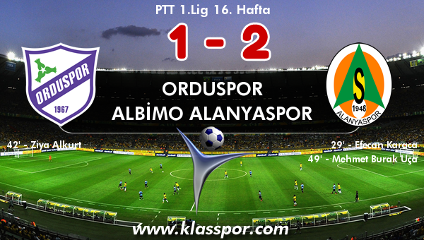 Orduspor 1 - Albimo Alanyaspor 2