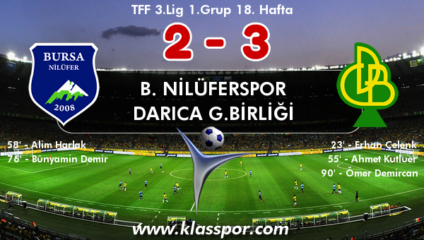 B. Nilüferspor 2 - Darıca G.birliği 3