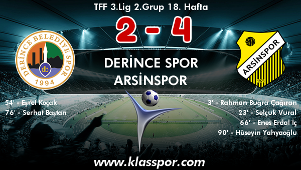 Derince Spor 2 - Arsinspor 4