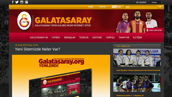 Galatasaray'ın resmi internet sitesi yenilendi