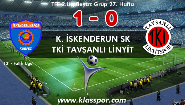 K. İskenderun SK 1 - TKİ Tavşanlı Linyit 0