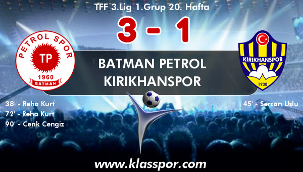 Batman Petrol 3 - Kırıkhanspor 1