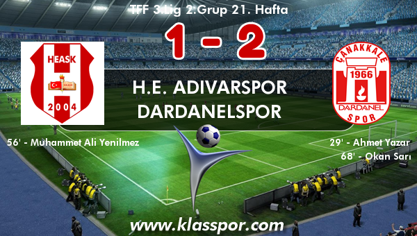 H.E. Adıvarspor 1 - Dardanelspor 2