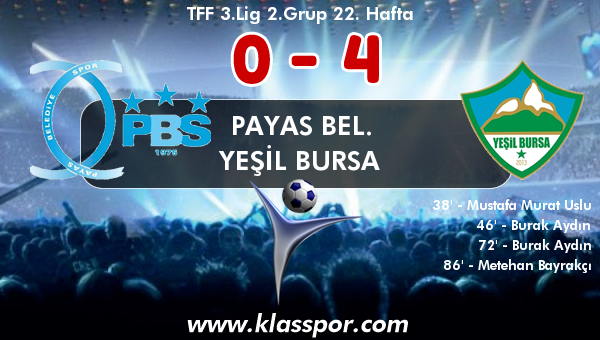 Payas Bel. 0 - Yeşil Bursa 4