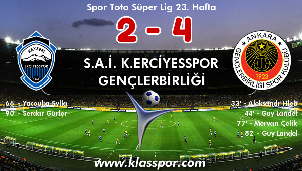 S.A.İ. K.Erciyesspor 2 - Gençlerbirliği 4