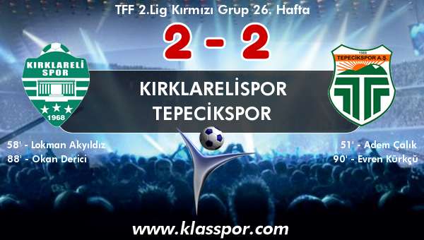 Kırklarelispor 2 - Tepecikspor 2