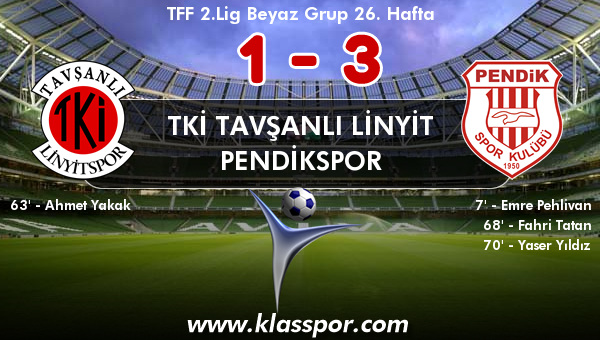 TKİ Tavşanlı Linyit 1 - Pendikspor 3