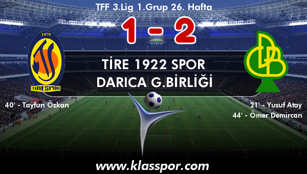 Tire 1922 Spor 1 - Darıca G.Birliği 2