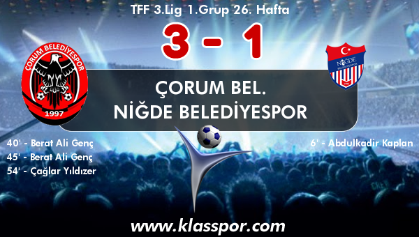 Çorum Bel. 3 - Niğde Belediyespor 1