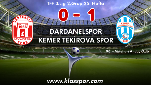 Dardanelspor 0 - Kemer Tekirova Spor 1