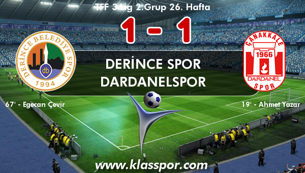 Derince Spor 1 - Dardanelspor 1