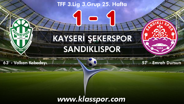 Kayseri Şekerspor 1 - Sandıklıspor 1