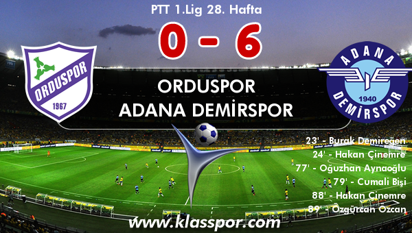 Orduspor 0 - Adana Demirspor 6