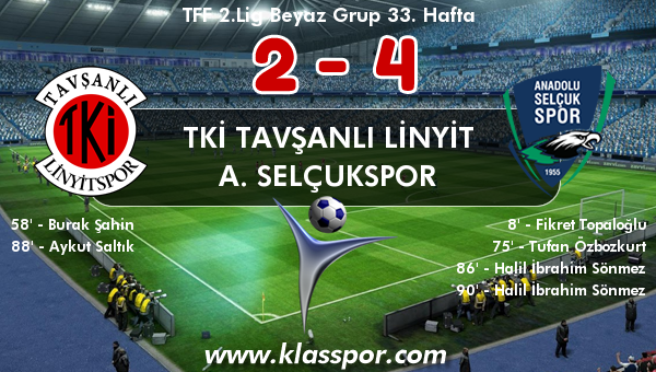 TKİ Tavşanlı Linyit 2 - A. Selçukspor 4