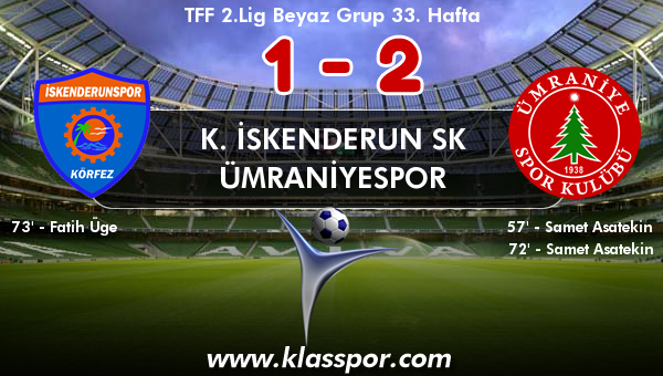 K. İskenderun SK 1 - Ümraniyespor 2