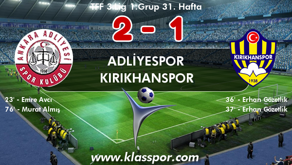 Adliyespor 2 - Kırıkhanspor 1