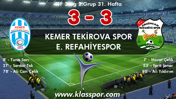 Kemer Tekirova Spor 3 - E. Refahiyespor 3