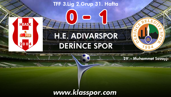 H.E. Adıvarspor 0 - Derince Spor 1