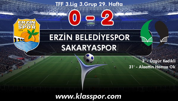 Erzin Belediyespor 0 - Sakaryaspor 2