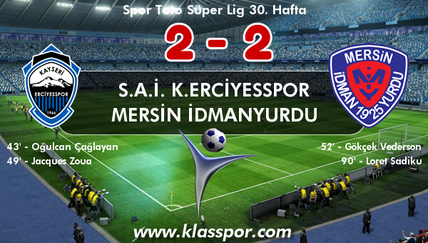 S.A.İ. K.Erciyesspor 2 - Mersin İdmanyurdu 2