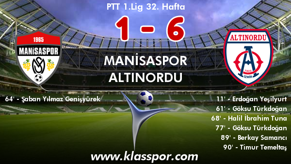 Manisaspor 1 - Altınordu 6