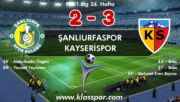 Şanlıurfaspor 2 - Kayserispor 3