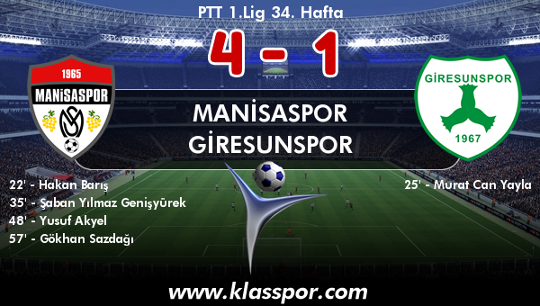 Manisaspor 4 - Giresunspor 1