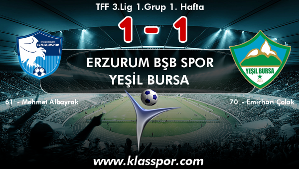 Erzurum Bşb Spor 1 - Yeşil Bursa 1