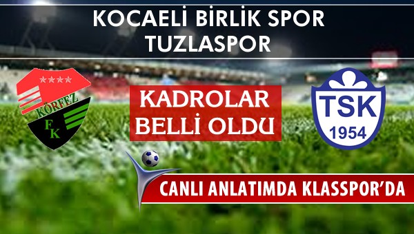 Kocaeli Birlik Spor - Tuzlaspor maç kadroları belli oldu...