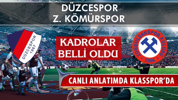 Düzcespor - Z. Kömürspor maç kadroları belli oldu...