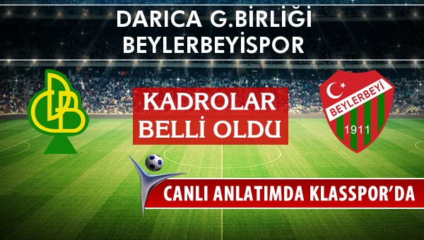 Darıca G.Birliği - Beylerbeyispor maç kadroları belli oldu...