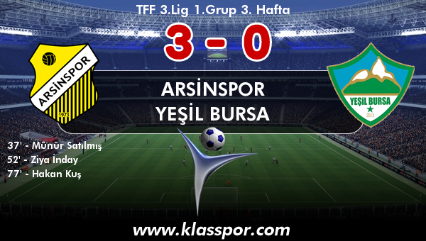 Arsinspor 3 - Yeşil Bursa 0