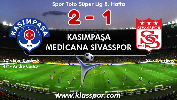 Kasımpaşa 2 - Medicana Sivasspor 1