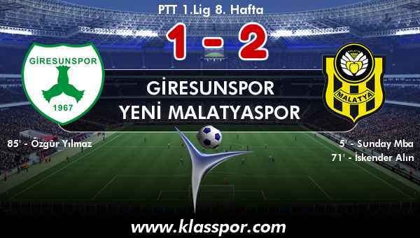 Giresunspor 1 - Yeni Malatyaspor 2