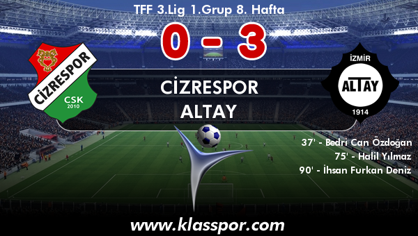 Cizrespor 0 - Altay 3