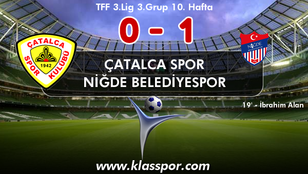 Çatalca Spor 0 - Niğde Belediyespor 1