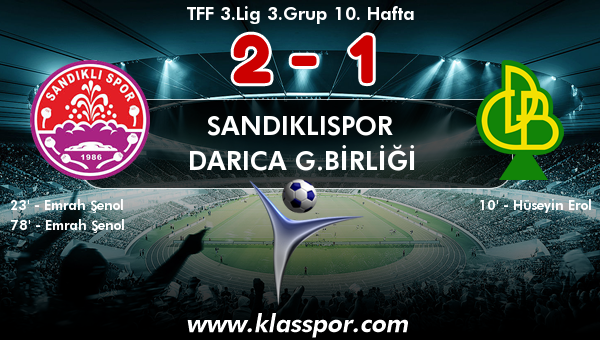 Sandıklıspor 2 - Darıca G.Birliği 1