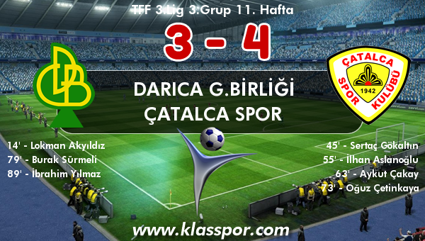 Darıca G.Birliği 3 - Çatalca Spor 4