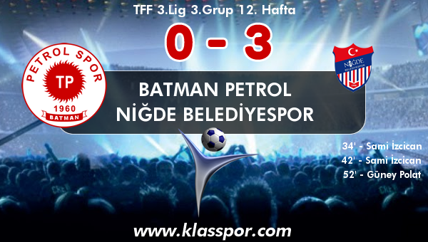 Batman Petrol 0 - Niğde Belediyespor 3