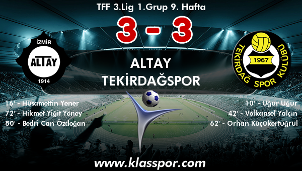 Altay 3 - Tekirdağspor 3