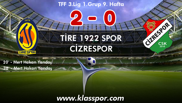 Tire 1922 Spor 2 - Cizrespor 0