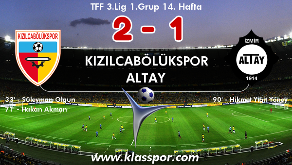 Kızılcabölükspor 2 - Altay 1