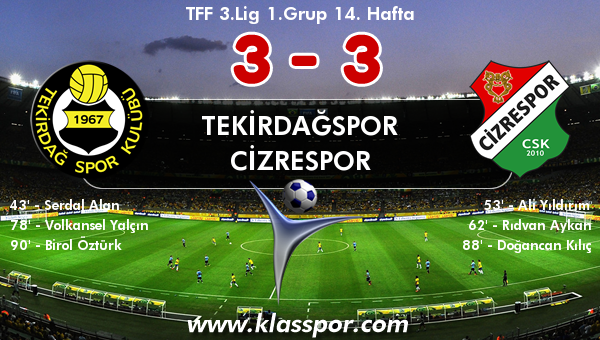 Tekirdağspor 3 - Cizrespor 3